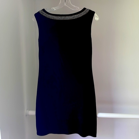 WHBM XXS Black Sleeveless Shift Dress with Gemstones & Studs - Picture 4 of 6